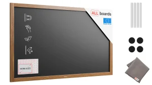 Tableau à craie noir magnétique étanche avec cadre en bois laqué 120 x 60 cm + accessoires