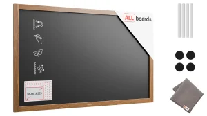 Tableau à craie noir magnétique étanche avec cadre en bois laqué 120 x 60 cm + accessoires