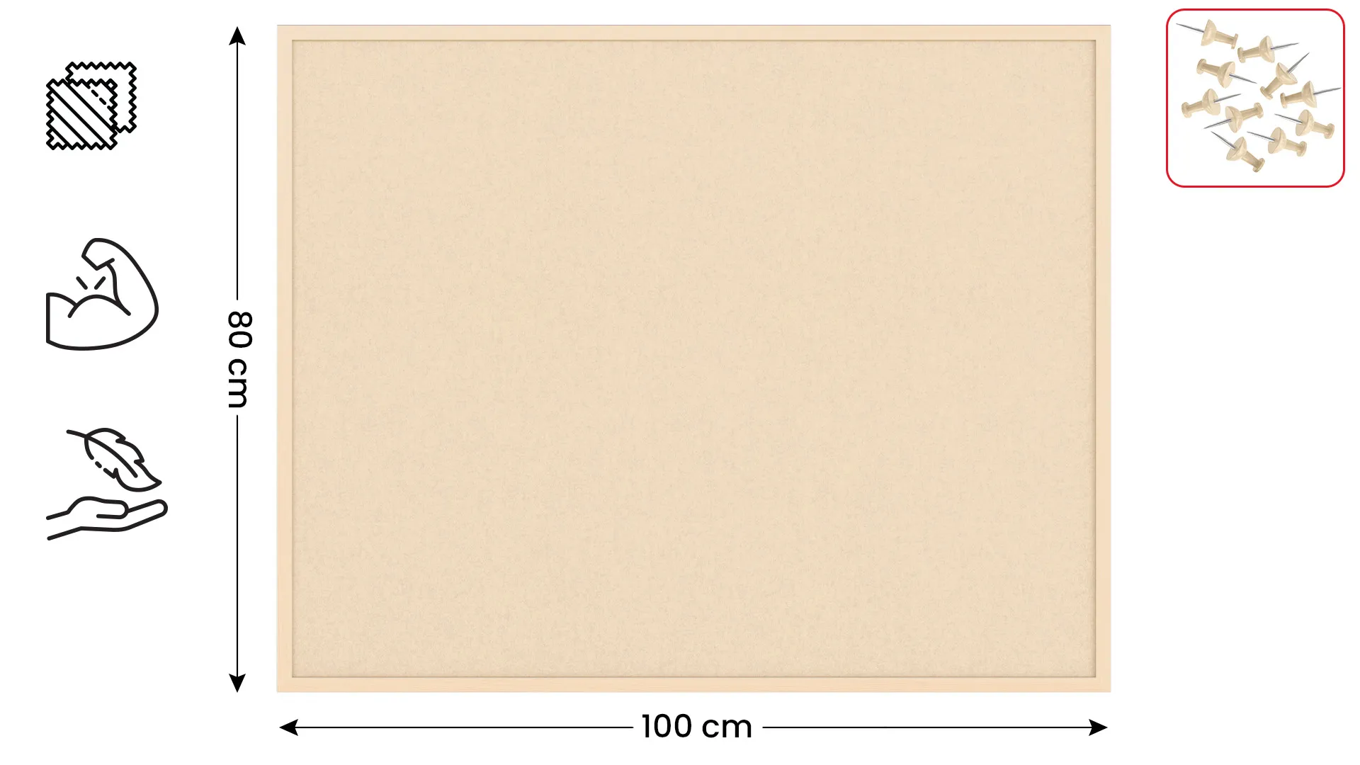Tableau en feutre 100x80 cm, camel, avec cadre en bois laqué – Image 2