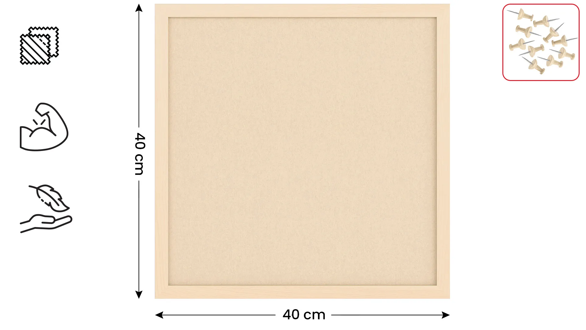 Tableau en feutre 40x40 cm, camel, avec cadre en bois couleur camel – Image 2