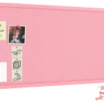 Tableau en feutre 100x40 cm, rose, avec cadre en bois rose