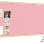 Tableau en feutre 100x40 cm, rose, avec cadre en bois laqué