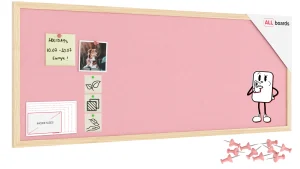 Tableau en feutre 100x40 cm, rose, avec cadre en bois laqué