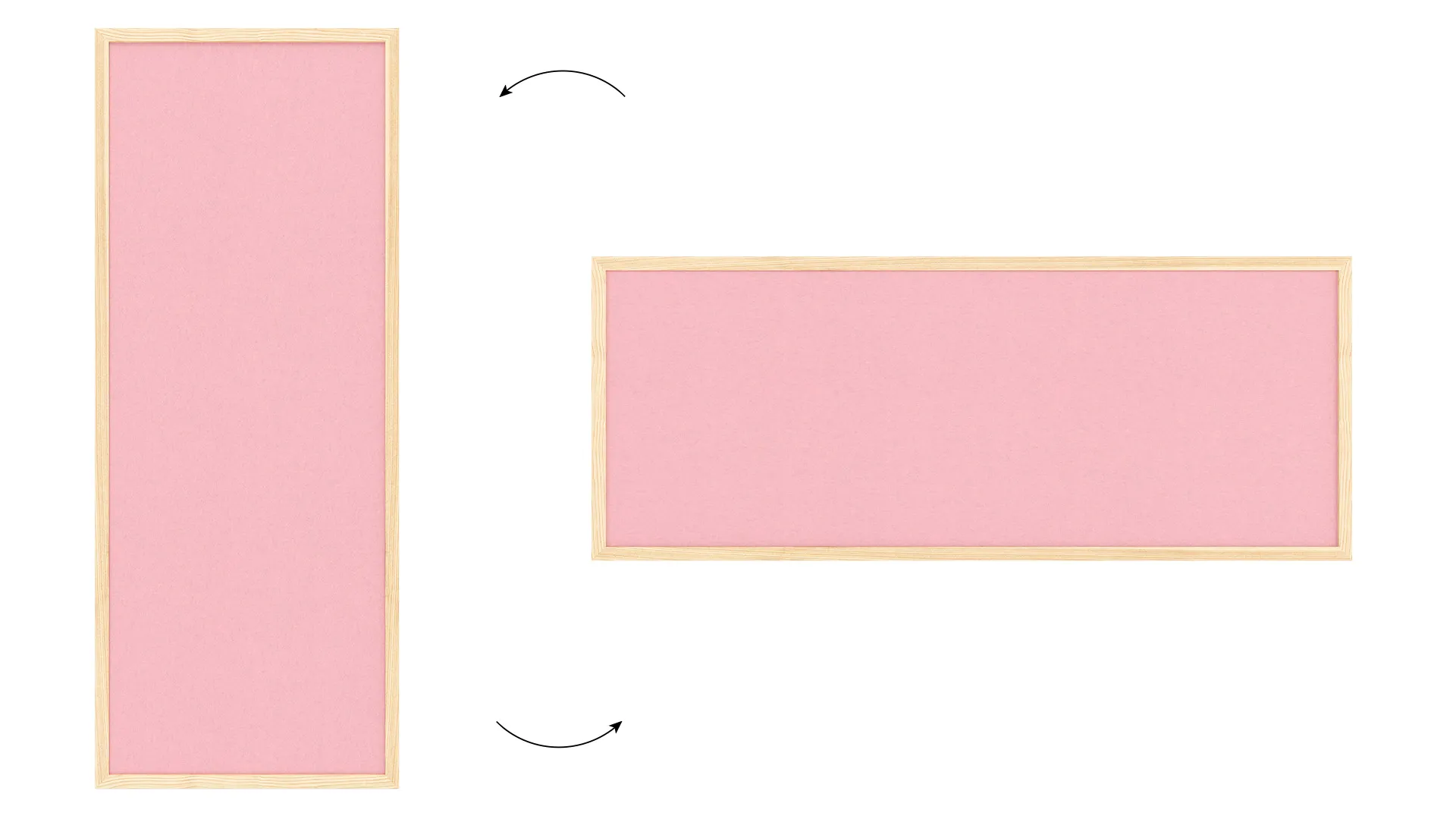Tableau en feutre 100x40 cm, rose, avec cadre en bois laqué – Image 7
