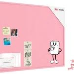 Tableau en feutre 100x80 cm, rose, avec cadre en bois rose