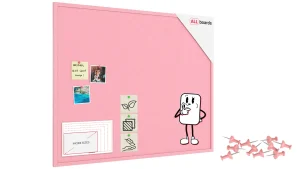 Tableau en feutre 100x80 cm, rose, avec cadre en bois rose