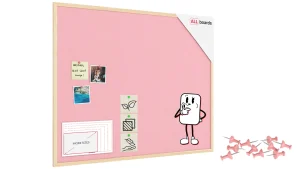 Tableau en feutre 100x80 cm, rose, avec cadre en bois laqué