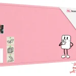 Tableau en feutre 120x60 cm, rose, avec cadre en bois rose