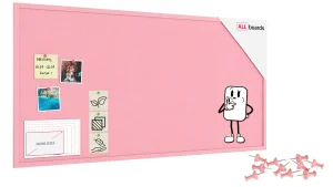 Tableau en feutre 120x60 cm, rose, avec cadre en bois rose