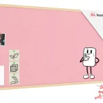 Tableau en feutre 120x60 cm, rose, avec cadre en bois laqué