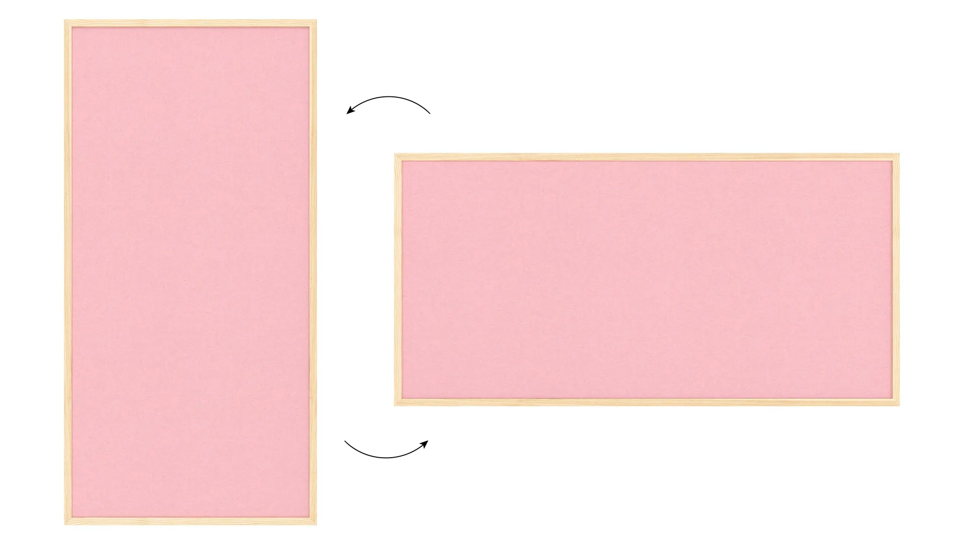 Tableau en feutre 120x60 cm, rose, avec cadre en bois laqué – Image 7