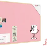 Tableau en feutre 120x90 cm, rose, avec cadre en bois laqué