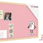 Tableau en feutre 60x40 cm, rose, avec cadre en bois laqué