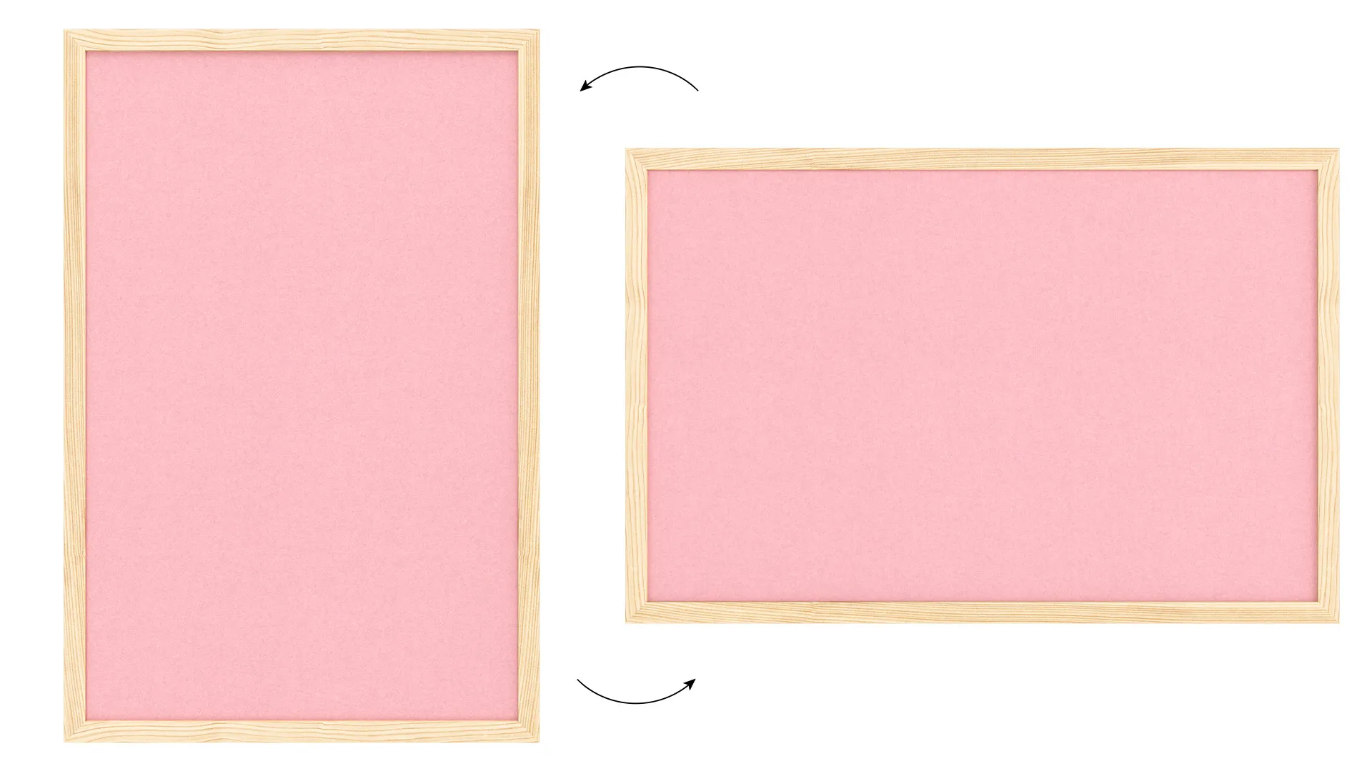 Tableau en feutre 60x40 cm, rose, avec cadre en bois laqué – Image 7