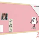 Tableau en feutre 80x40 cm, rose, avec cadre en bois laqué