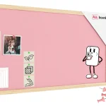 Tableau en feutre 80x40 cm, rose, avec cadre en bois laqué