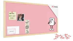 Tableau en feutre 80x40 cm, rose, avec cadre en bois laqué