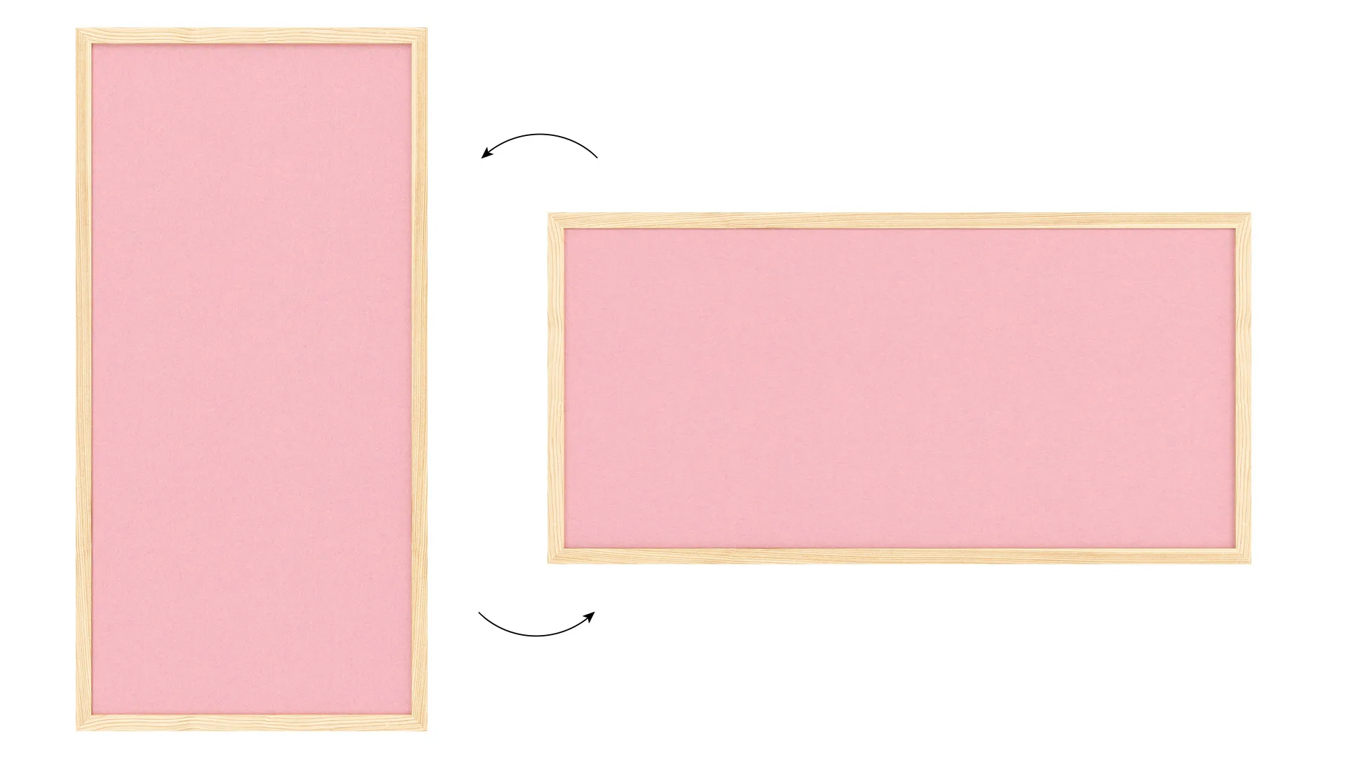 Tableau en feutre 80x40 cm, rose, avec cadre en bois laqué – Image 7