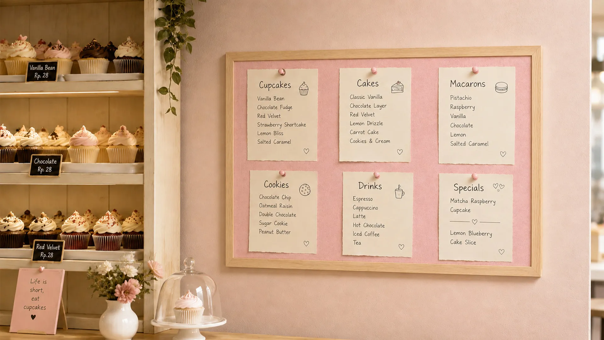 Tableau en feutre 80x40 cm, rose, avec cadre en bois laqué – Image 9