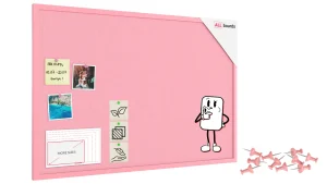 Tableau en feutre 90x60 cm, rose, avec cadre en bois rose