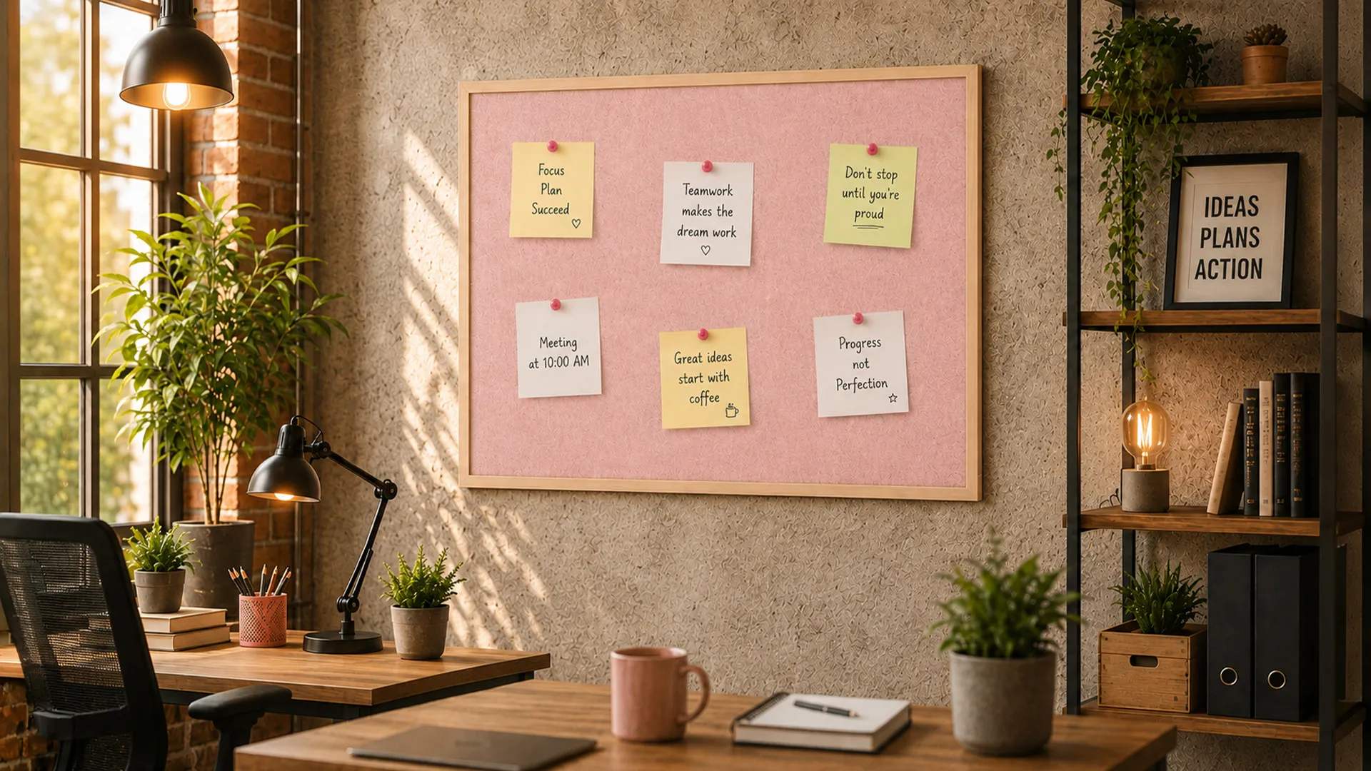 Tableau en feutre 90x60 cm, rose, avec cadre en bois laqué – Image 3