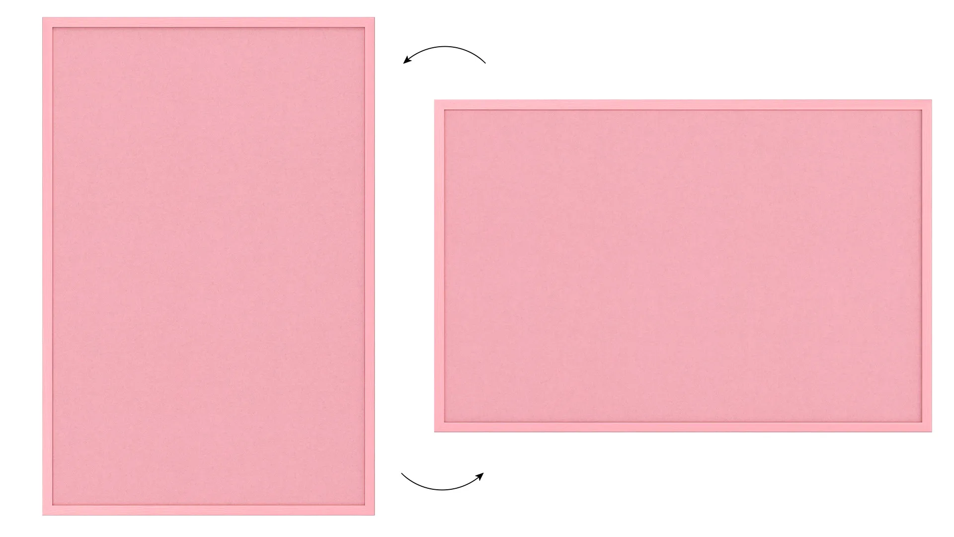 Tableau en feutre 90x60 cm, rose, avec cadre en bois rose – Image 7