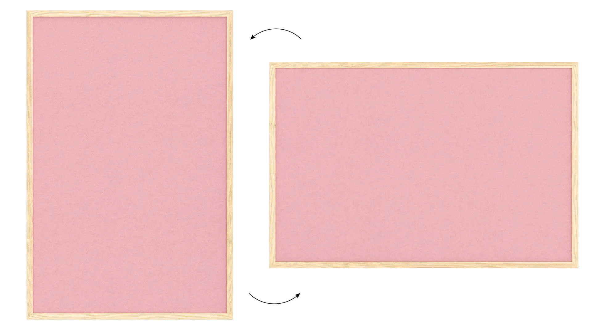 Tableau en feutre 90x60 cm, rose, avec cadre en bois laqué – Image 7