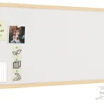 Tableau en feutre 100x40 cm, blanc, avec cadre en bois laqué