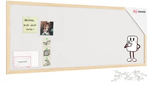 Tableau en feutre 100x40 cm, blanc, avec cadre en bois laqué