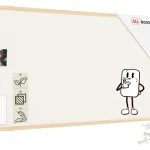 Tableau en feutre 120x60 cm, blanc, avec cadre en bois laqué