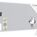 Tableau en feutre 120x60 cm, blanc, avec cadre en bois blanc