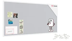 Tableau en feutre 120x60 cm, blanc, avec cadre en bois blanc