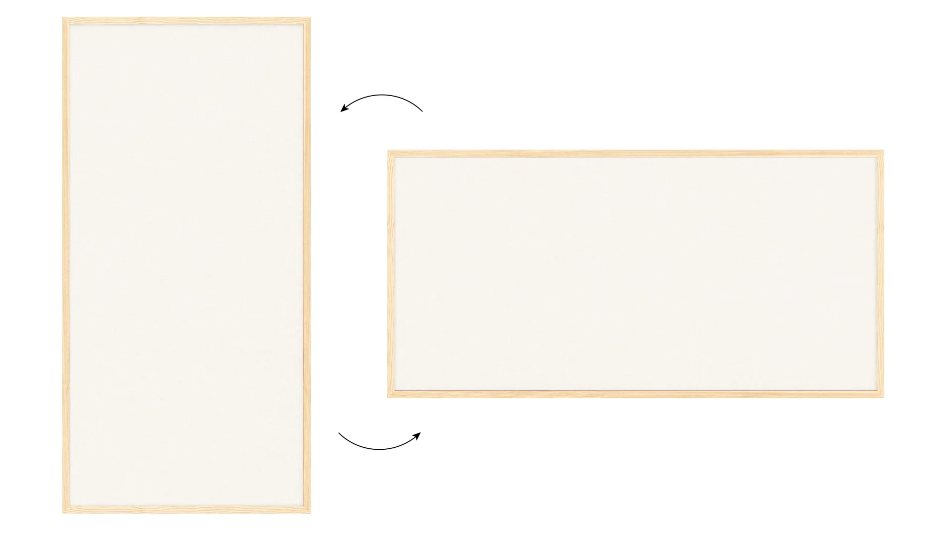 Tableau en feutre 120x60 cm, blanc, avec cadre en bois laqué – Image 7
