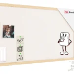 Tableau en feutre 80x40 cm, blanc, avec cadre en bois laqué