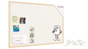 Tableau en feutre 90x60 cm, blanc, avec cadre en bois laqué
