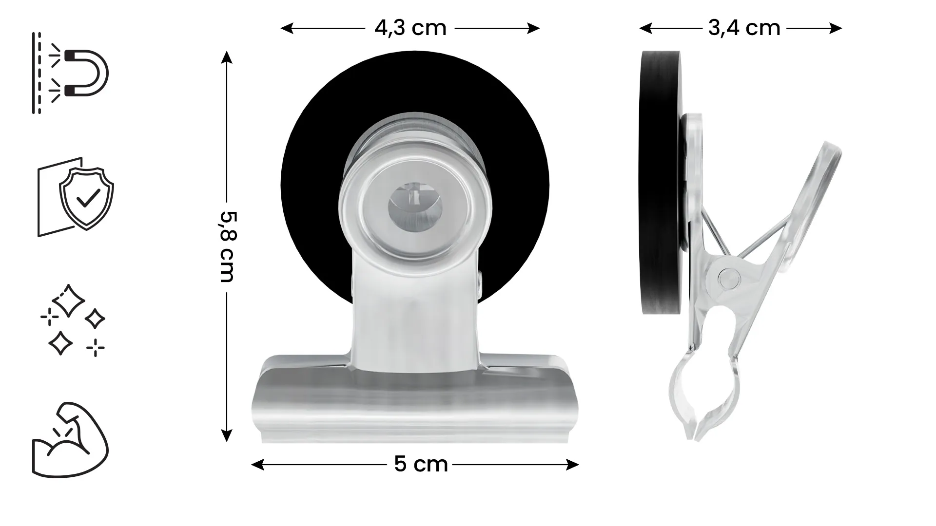 Clip magnétique 5,8 x 5 cm - Lot de 4 pièces – Image 2