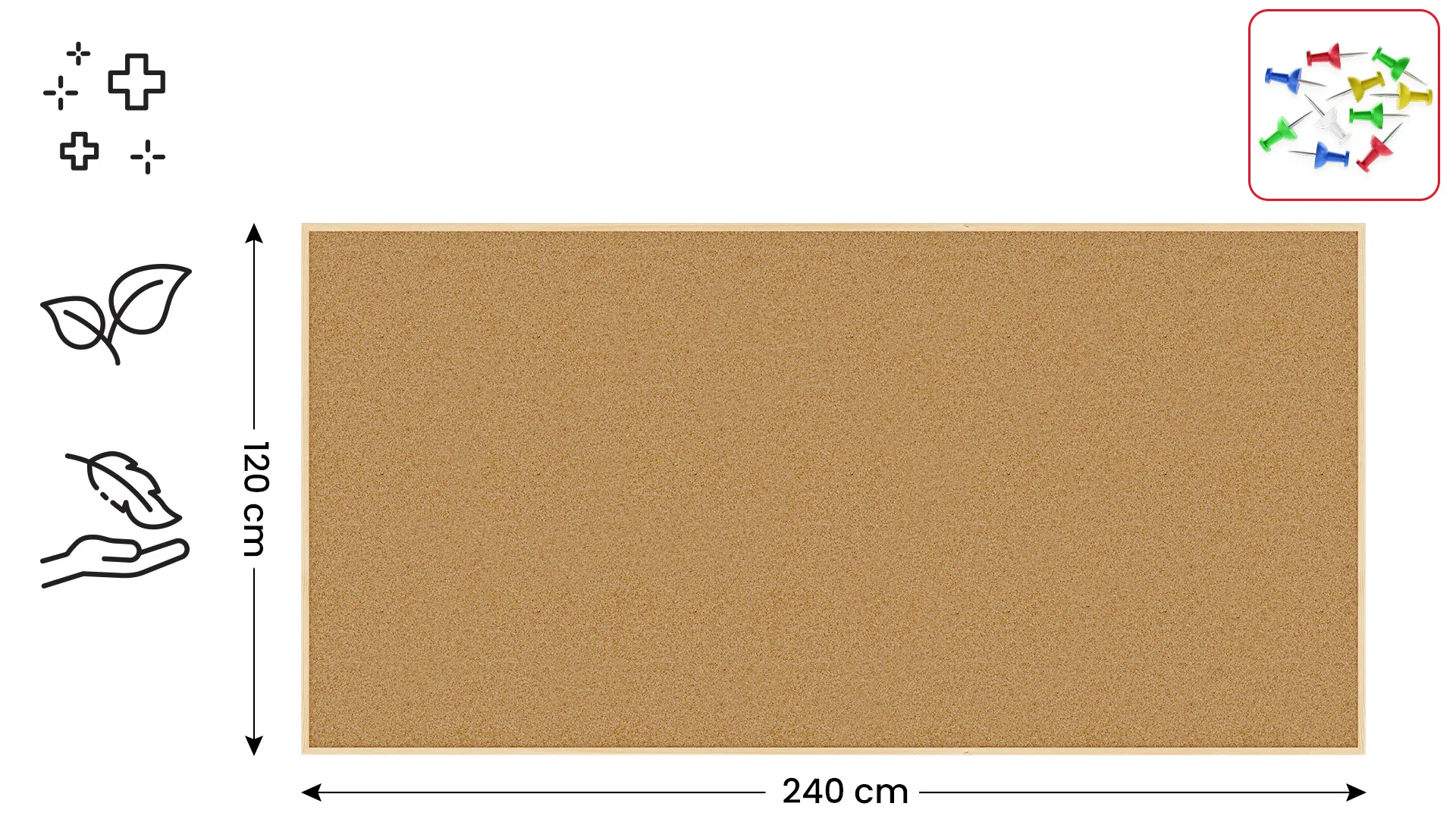 Tableau en Liège avec Cadre en Bois 240x120 cm + GRATIS – Image 2